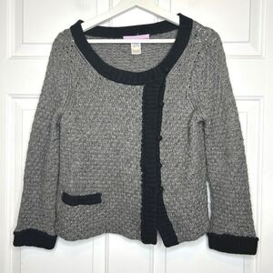 Tevrow + Chase Knit Cardigan‎ Sweater Trim Buttons Size M